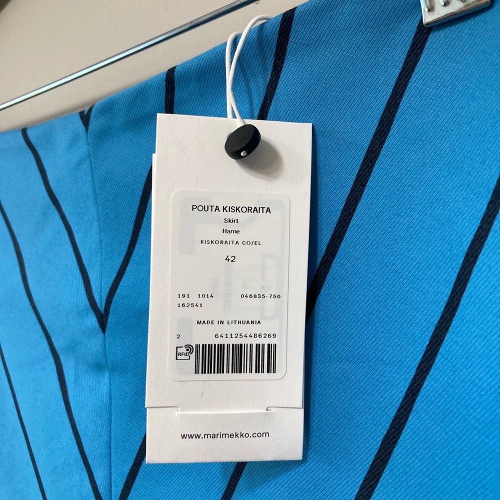 Marimekko Pouta Kiskoraita Blue Chevron Skirt - Picture 3 of 8